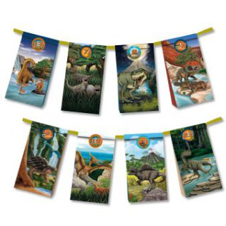 Lutz Mauder Adventskalender Papiertüten zum Selbstbefüllen mit Stickern und 4m Band Dinomotiv