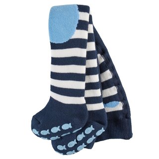 Falke Strumpfhose Boy Crawler navy blau weiß gestreift mit Herz Flicken