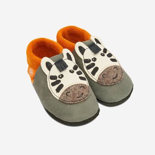 Orangenkinder Lederschläppchen Krabbelschuhe Zebra grau orange