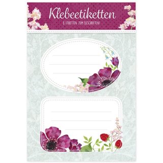 Grätz Verlag 8 Klebe Etiketten zum Beschriften Blüten