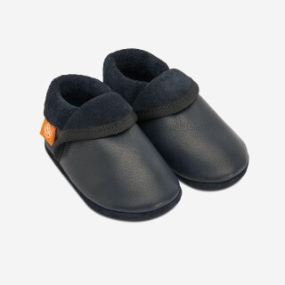 Orangenkinder Lederschläppchen Krabbelschuhe Klassik navy blau