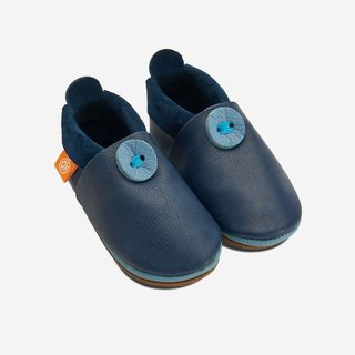 Orangenkinder Lederschläppchen Krabbelschuhe mit Sohle Amigo blau navy