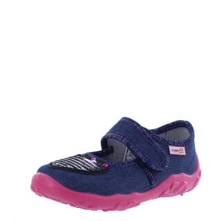 Superfit Hausschuhe Bonny blau pink Pailleten Klett Weite M mittel