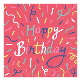 Stewo Servietten Happy Birthday rot 20 Stück 33 x 33 cm
