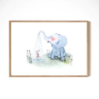 Leo La Douce Kunstdruck - Elephant Shower Format A4