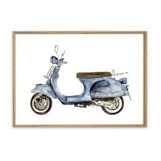Leo La Douce Kunstdruck - Blue Scooter Format A4