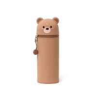 Legami 2-in-1 Federmäppchen Etui Kawaii aus Silikon Teddy Bear braun