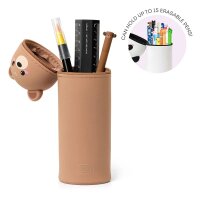 Legami 2-in-1 Federmäppchen Etui Kawaii aus Silikon Teddy Bear braun