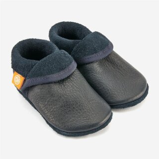 Orangenkinder Lederschläppchen Krabbelschuhe Klassik blaugrau