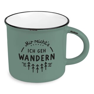 Grafik Werkstatt Vintage Kaffeetasse Mir reichts ich geh wandern