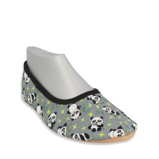 Beck Gymnastikschuhe Turnschläppchen Pandabär grau