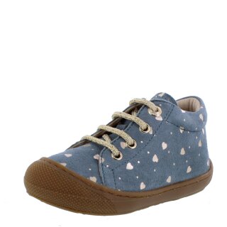 Naturino Halbschuhe Cocoon sage grün mit Goldherzen Velour Schnürung