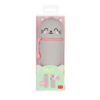 Legami 2-in-1 Federmäppchen Etui Kawaii aus Silikon grau Katze