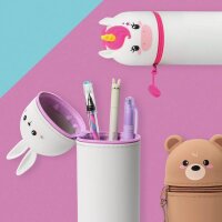 Legami 2-in-1 Federmäppchen Etui Kawaii aus Silikon Einhorn Unicorn weiss pink