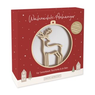 Grafik Werkstatt Weihnachts-Anhänger Elch aus Holz Baumschmuck