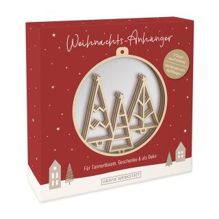 Grafik Werkstatt Weihnachts-Anhänger Bäume aus Holz Baumschmuck