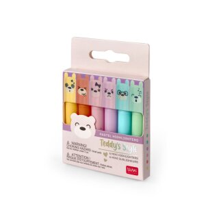 Legami Set mit 6 Mini-Textmarkern Teddy‘s Style