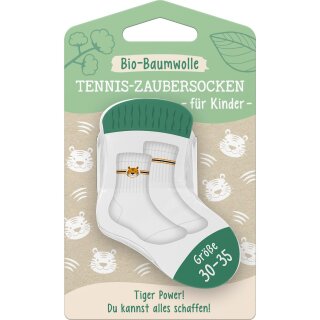 Sheepworld Tennis- Zaubersocken Kinder Bio-Baumwolle Tiger Größe 30-35