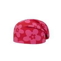 Döll Mütze Topfmütze rot pink mit Blumen Beannie